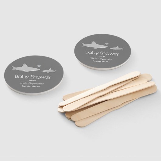 かわいい無地のサメの背景 |赤ちゃんシャワー ハンドファン (組立なし)