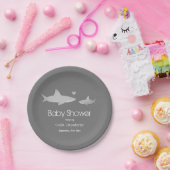 かわいい無地のサメの背景 |赤ちゃんシャワー ペーパープレート (パーティー)