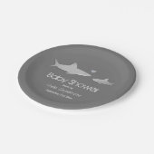 かわいい無地のサメの背景 |赤ちゃんシャワー ペーパープレート (アングル)