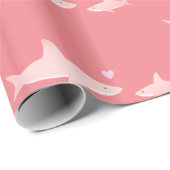 かわいい無地のサメ（ピンク） |赤ちゃんシャワー ラッピングペーパー (ロールコーナー)