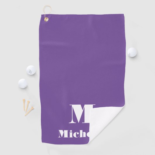 かわいい無地の紫色の名前イニシャル文字 ゴルフタオル (インサイチュ)