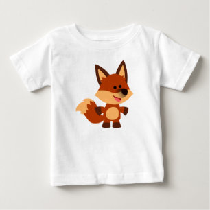 かわいい無垢な漫画キツネベビーTシャツ ベビーTシャツ