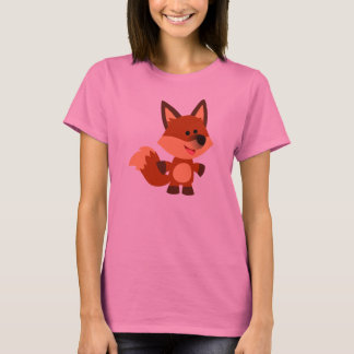 かわいい無垢な漫画キツネ女性Tシャツ Tシャツ