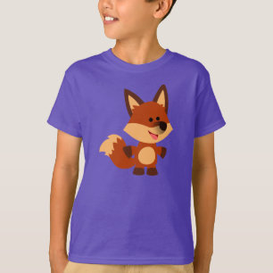かわいい無垢な漫画キツネ子どもTシャツ Tシャツ