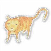 かわいい無関心オレンジ猫 シール (正面)