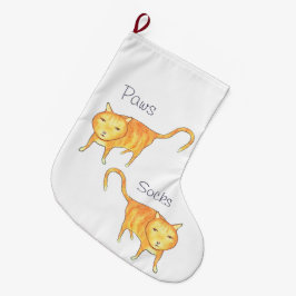 かわいい無関心オレンジ猫 ラージクリスマスストッキング