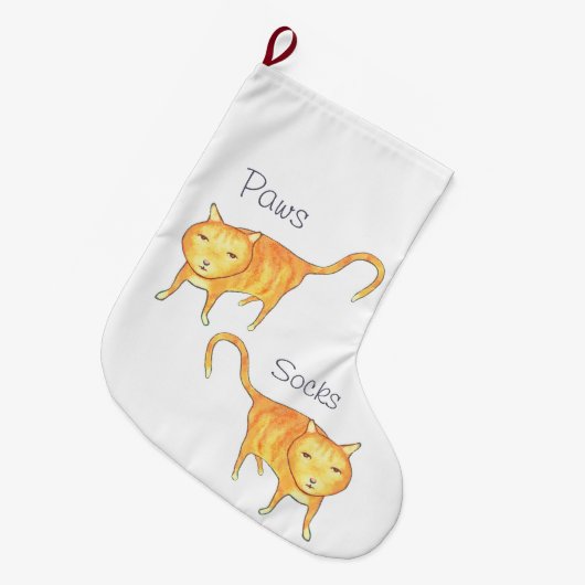 かわいい無関心オレンジ猫 ラージクリスマスストッキング (正面 (吊り時))