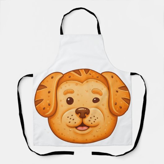 かわいい焼き菓子犬の顔のイラスト エプロン (正面)