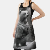 かわいい熊が心地よいセーターを着ている エプロン (インサイチュ)