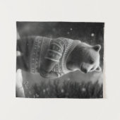 かわいい熊が心地よいセーターを着ている タペストリー (正面(横))