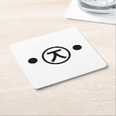 かわいい熊くま顔文字日本の文字アート スクエアペーパーコースター (アングル)