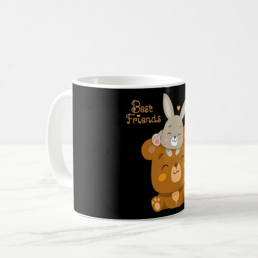 かわいい熊とウサギ コーヒーマグカップ (正面左)