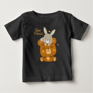 かわいい熊とウサギ ベビーTシャツ