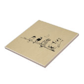 かわいい熊と鳥がムーンアートに歌う タイル (側面)