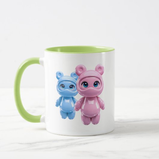 かわいい熊のペアの光沢マグカップ マグカップ (左)