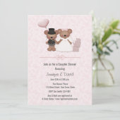 かわいい熊の新郎新婦カップルがシャワー 招待状 (スタンド正面)