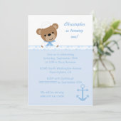 かわいい熊セーラーボーイの誕生日パーティーの招待 招待状 (スタンド正面)