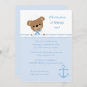 かわいい熊セーラーボーイの誕生日パーティーの招待 招待状 (正面/裏面)