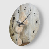 かわいい熊詰まったの木素朴の背景 ラージ壁時計 (傾斜)