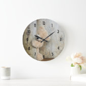 かわいい熊詰まったの木素朴の背景 ラージ壁時計 (ホーム)