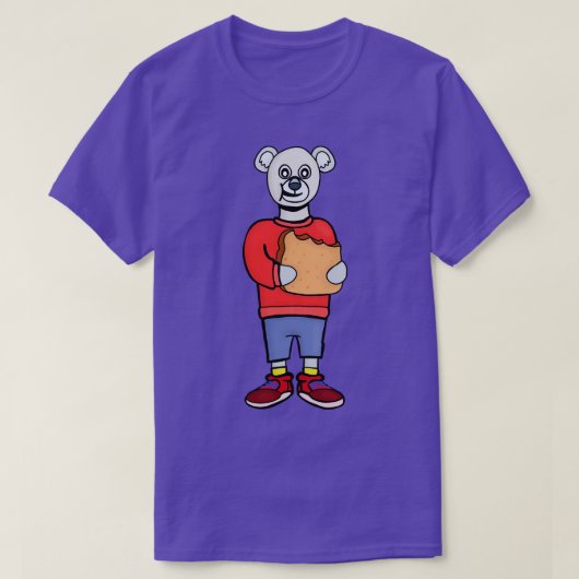 かわいい熊食べのパン Tシャツ (デザイン正面)