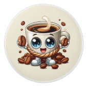 かわいい熱いコーヒー好き セラミックノブ (正面)