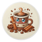 かわいい熱いコーヒー好き セラミックノブ (正面)