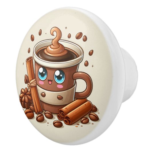 かわいい熱いコーヒー好き セラミックノブ (右)