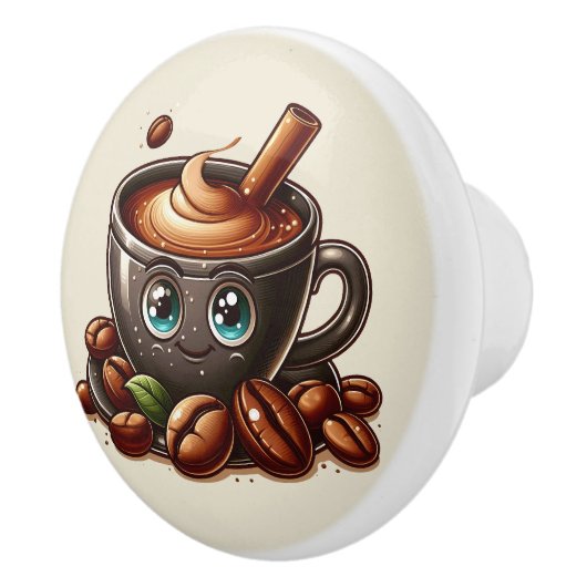 かわいい熱いコーヒー好き セラミックノブ (右)