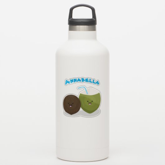 かわいい熱帯かわいいココナッツ漫画イラストレーション シール (ウォーターボトル)