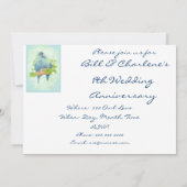 かわいい熱帯のオウム結婚の記念日 招待状 (裏面)