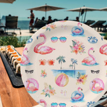 かわいい熱帯の夏の水彩模様