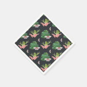 かわいい熱帯カエルと蝶のパターン スタンダードカクテルナプキン (角)