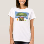 かわいい熱帯ビーチのTiki小屋のバーのクリスマス Tシャツ (正面)