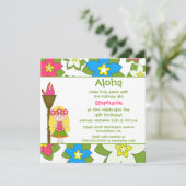 かわいい熱帯フラの女の子誕生パーティーの招待 招待状 (スタンド正面)