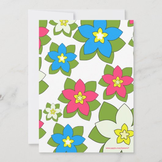 かわいい熱帯フラの女の子誕生パーティーの招待 招待状 (裏面)