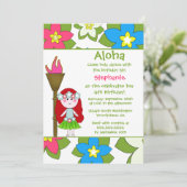かわいい熱帯フラの女の子誕生パーティーの招待 招待状 (スタンド正面)
