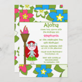 かわいい熱帯フラの女の子誕生パーティーの招待 招待状 (正面/裏面)