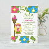 かわいい熱帯フラ女の子の誕生日のパーティの招待状 招待状 (スタンド正面)