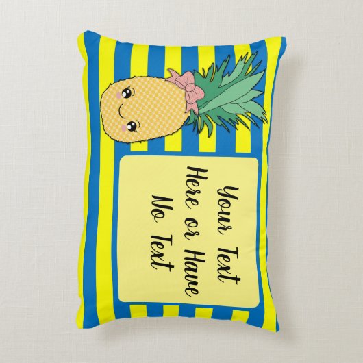 かわいい熱帯夏パイナップル果実食品テーマ アクセントクッション (裏面(縦))