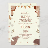 かわいい熱帯性動物の赤ちゃんシャワー 招待状 (正面/裏面)