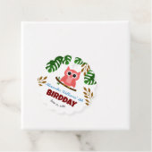 かわいい熱帯雨林フクロウ鳥キッズバースデーパーティー フェイバータグ (インサイチュ)