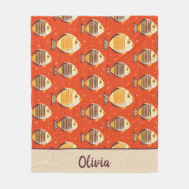 かわいい熱帯魚のパターン フリースブランケット