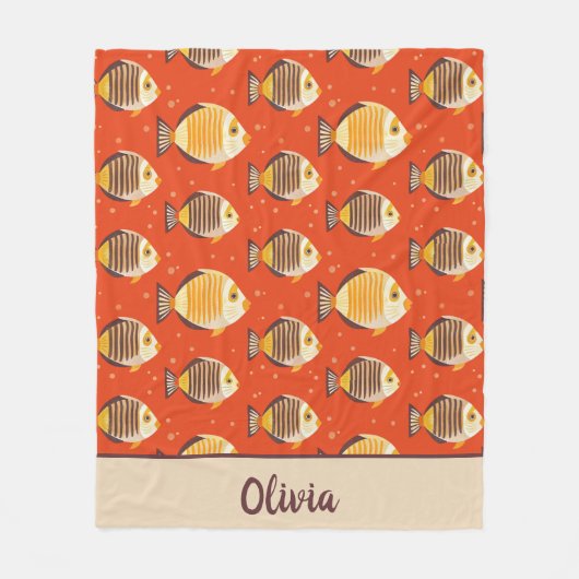 かわいい熱帯魚のパターン フリースブランケット (正面)