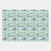 かわいい熱帯魚の風刺青い水色 ラッピングペーパーシート (正面)