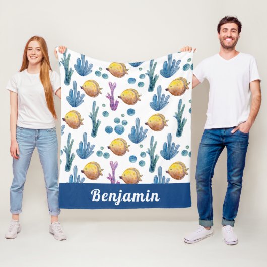 かわいい熱帯魚航海のの海の海 フリースブランケット (インサイチュ)