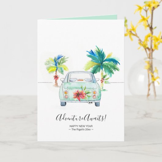 かわいい熱感動的帯フロリダ新年 カード (黄色い花)