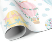 かわいい熱気球と動物、弓、花 ラッピングペーパー (ロールコーナー)