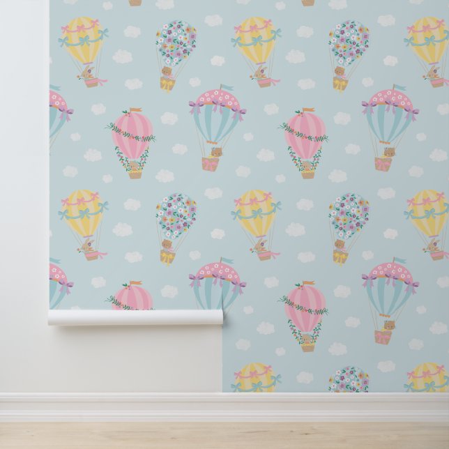 かわいい熱気球と動物、弓、花 壁紙 (アプリケーション)