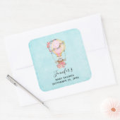かわいい熱気球の水の色ベビーシャワー スクエアシール (封筒)